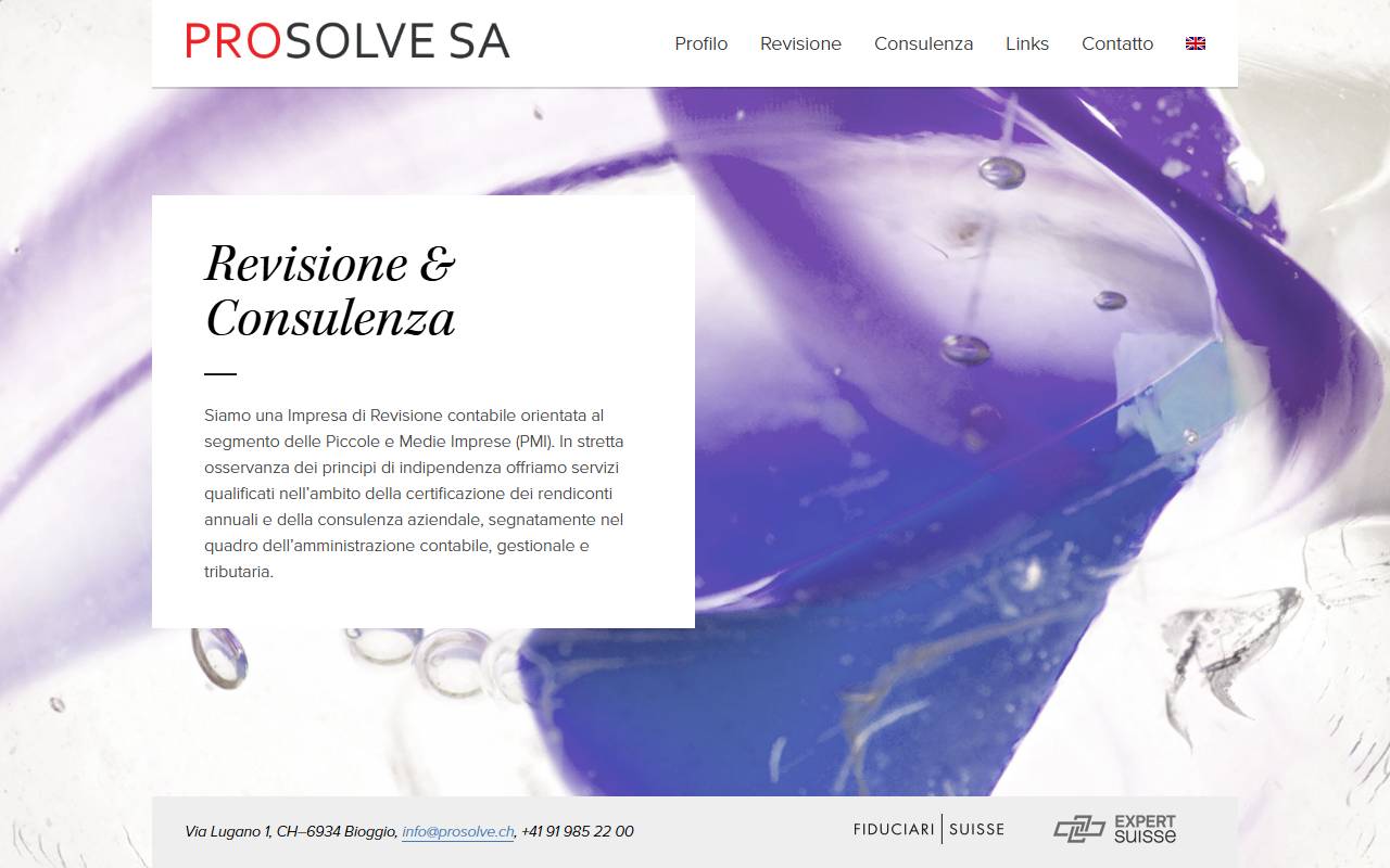 Anteprima del sito: Prosolve SA, Società di revisione contabile e consulenza aziendale