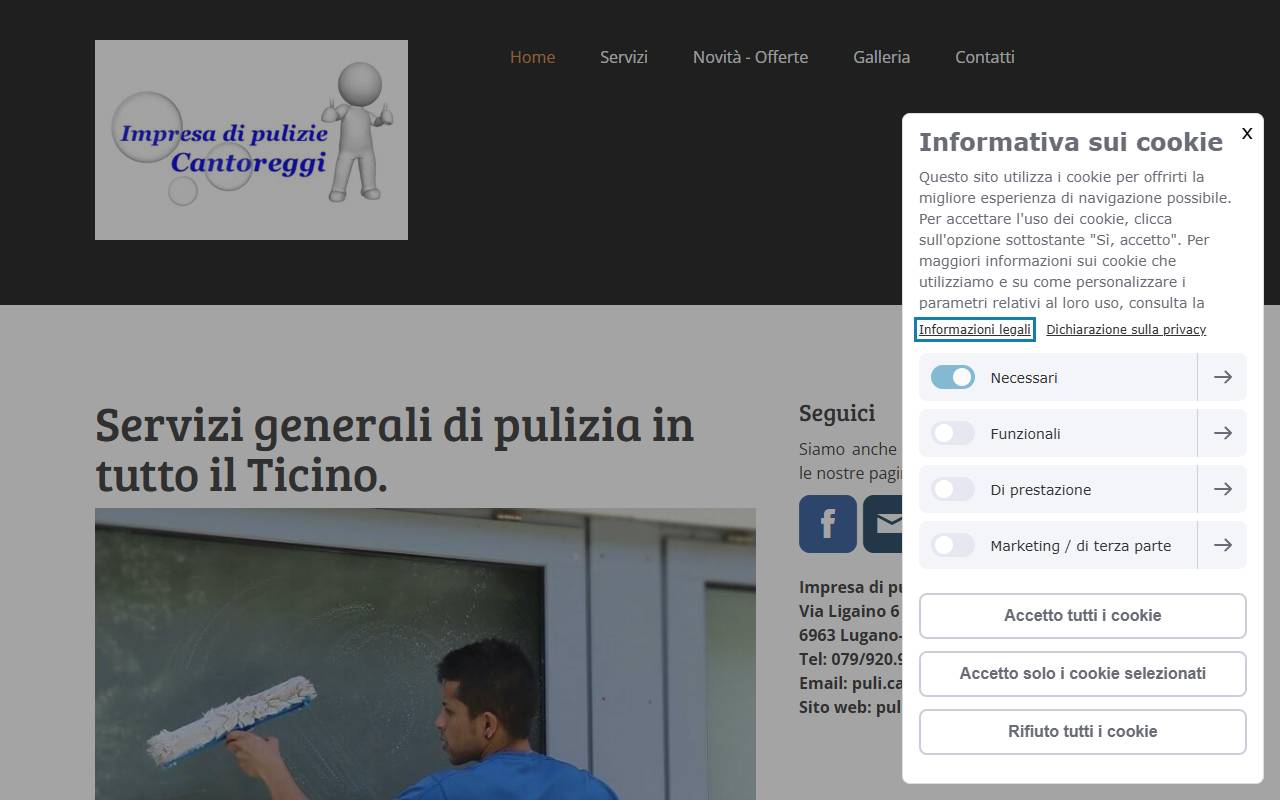 Anteprima del sito: Impresa di pulizie Cantoreggi