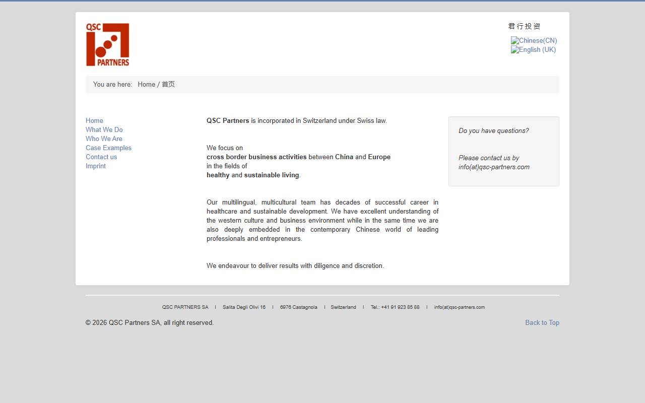 Anteprima del sito: QSC Partners SA