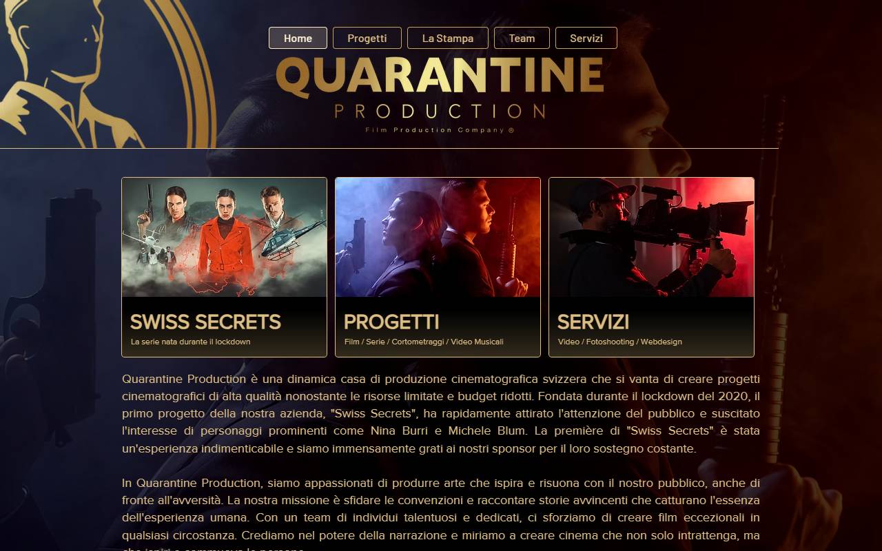 Anteprima del sito: Quarantine Production Sagl