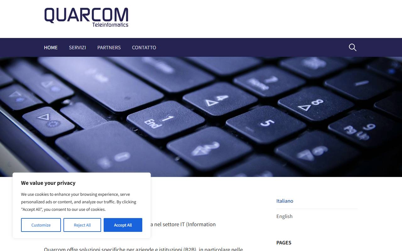 Anteprima del sito: Quarcom Teleinformatics Sagl