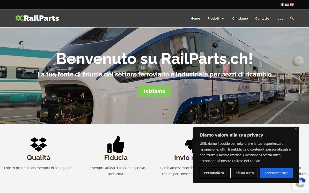 Anteprima del sito: RAILPARTS Sagl