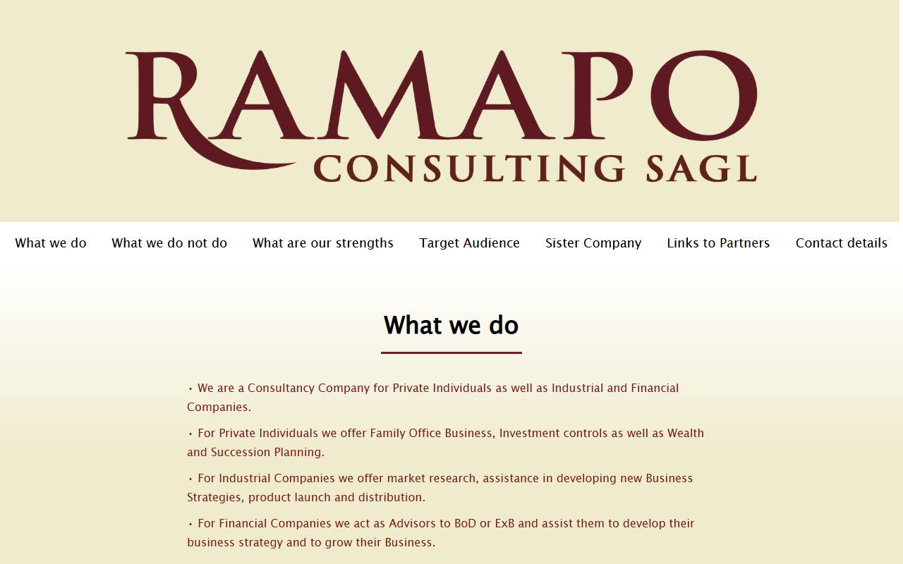 Anteprima del sito: RAMAPO REAL ESTATE Sagl