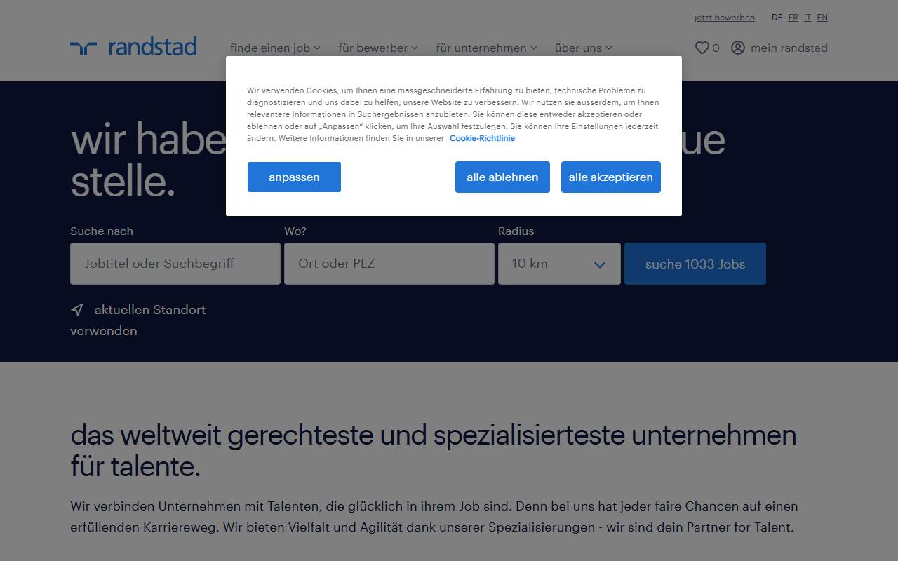 Anteprima del sito: Randstad (Svizzera) SA