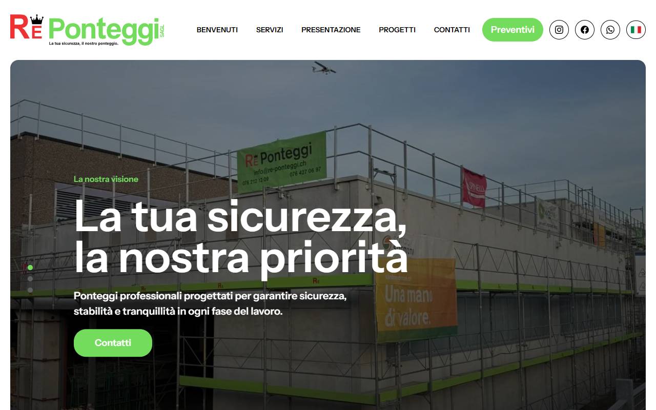 Anteprima del sito: RE Ponteggi Sagl