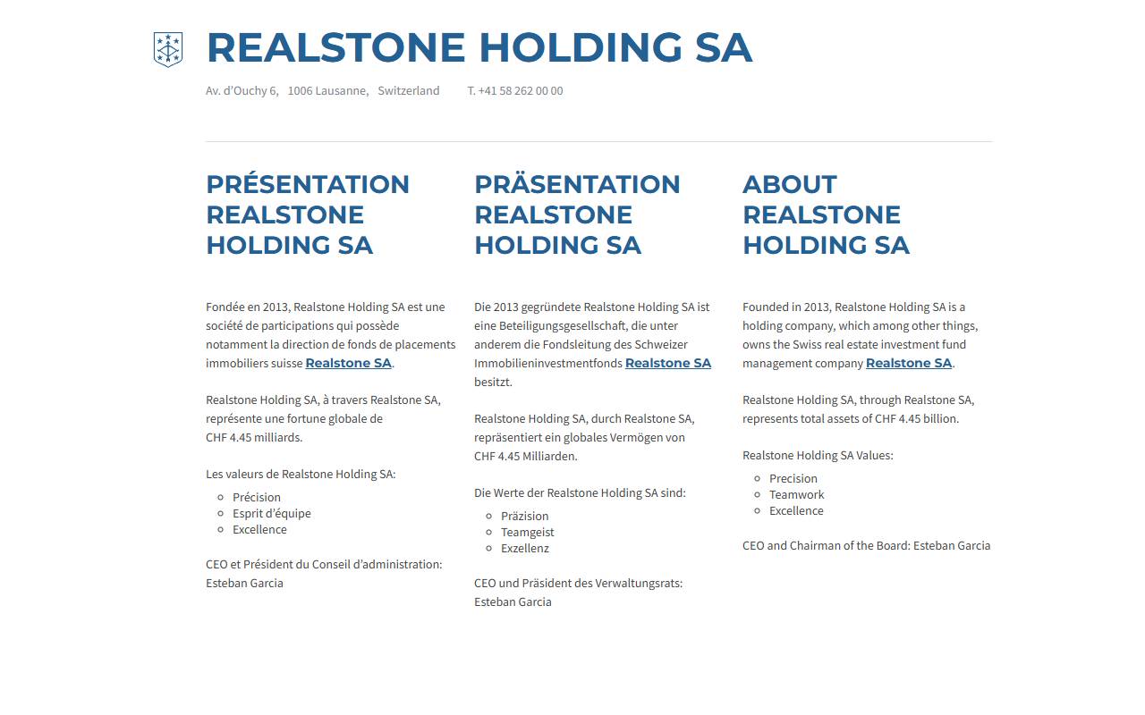 Anteprima del sito: Real Stone Holding Sagl