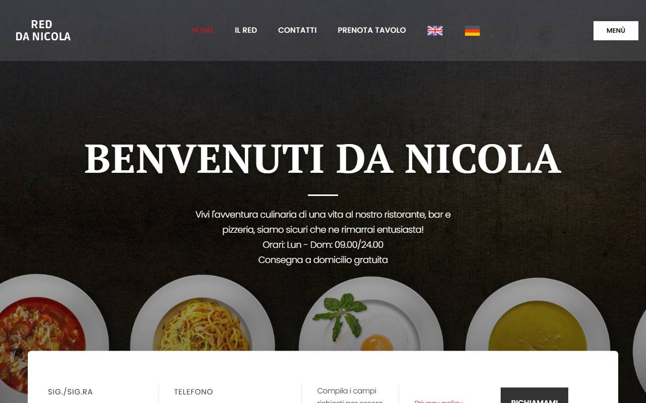 Anteprima del sito: Bar Ristorante Pizzeria RED di Nicola Vergine