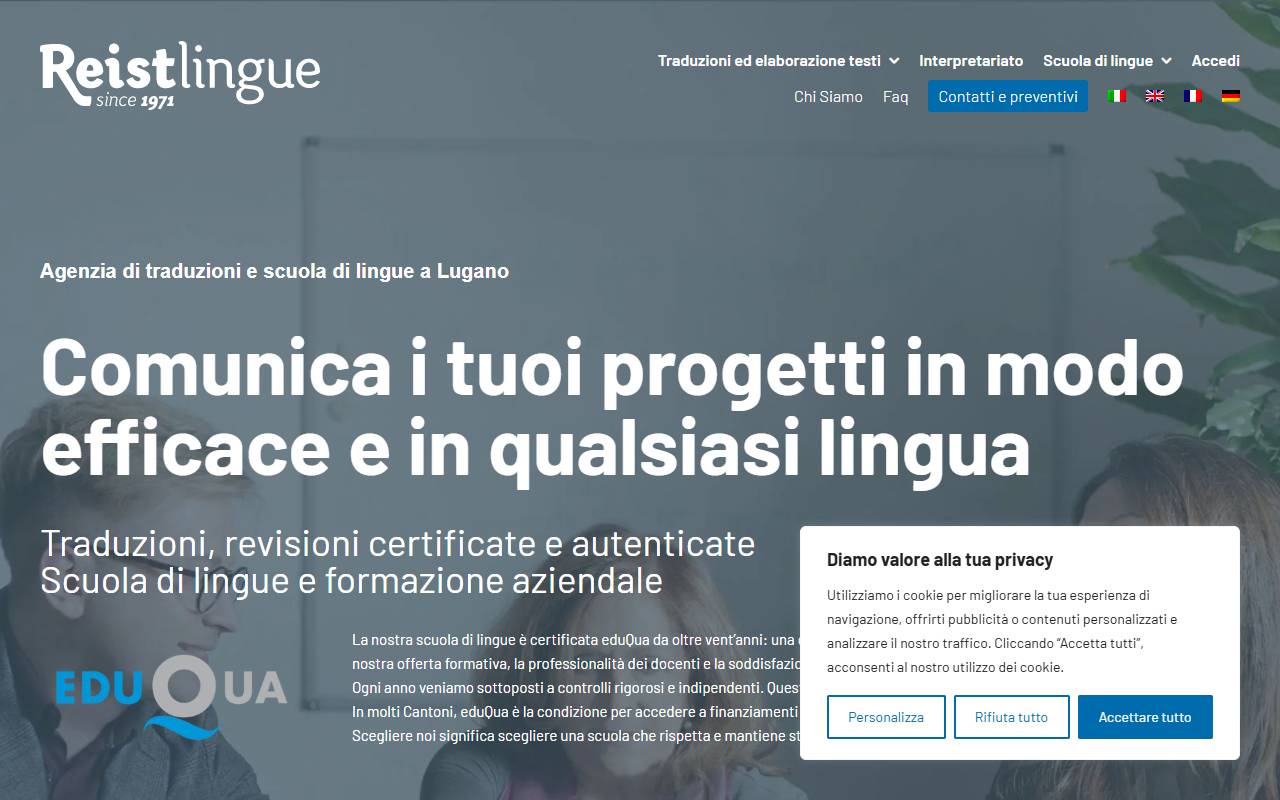 Anteprima del sito: Reistlingue Sagl