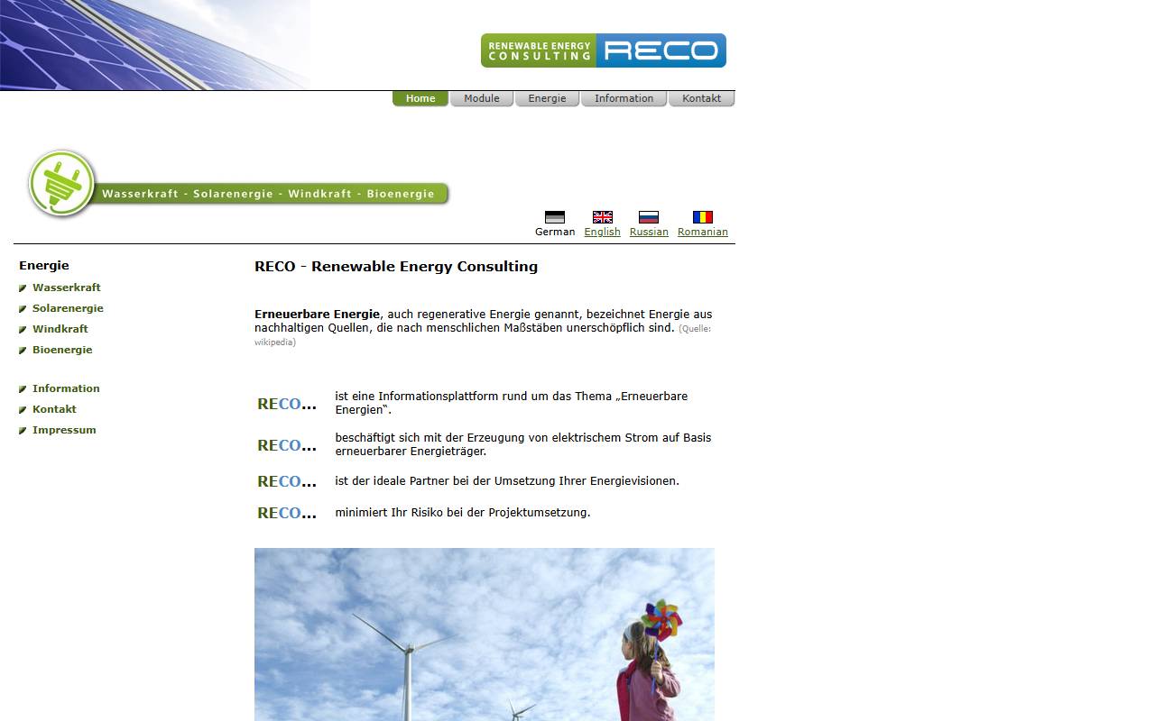 Anteprima del sito: Renewable Energy Solutions Sagl