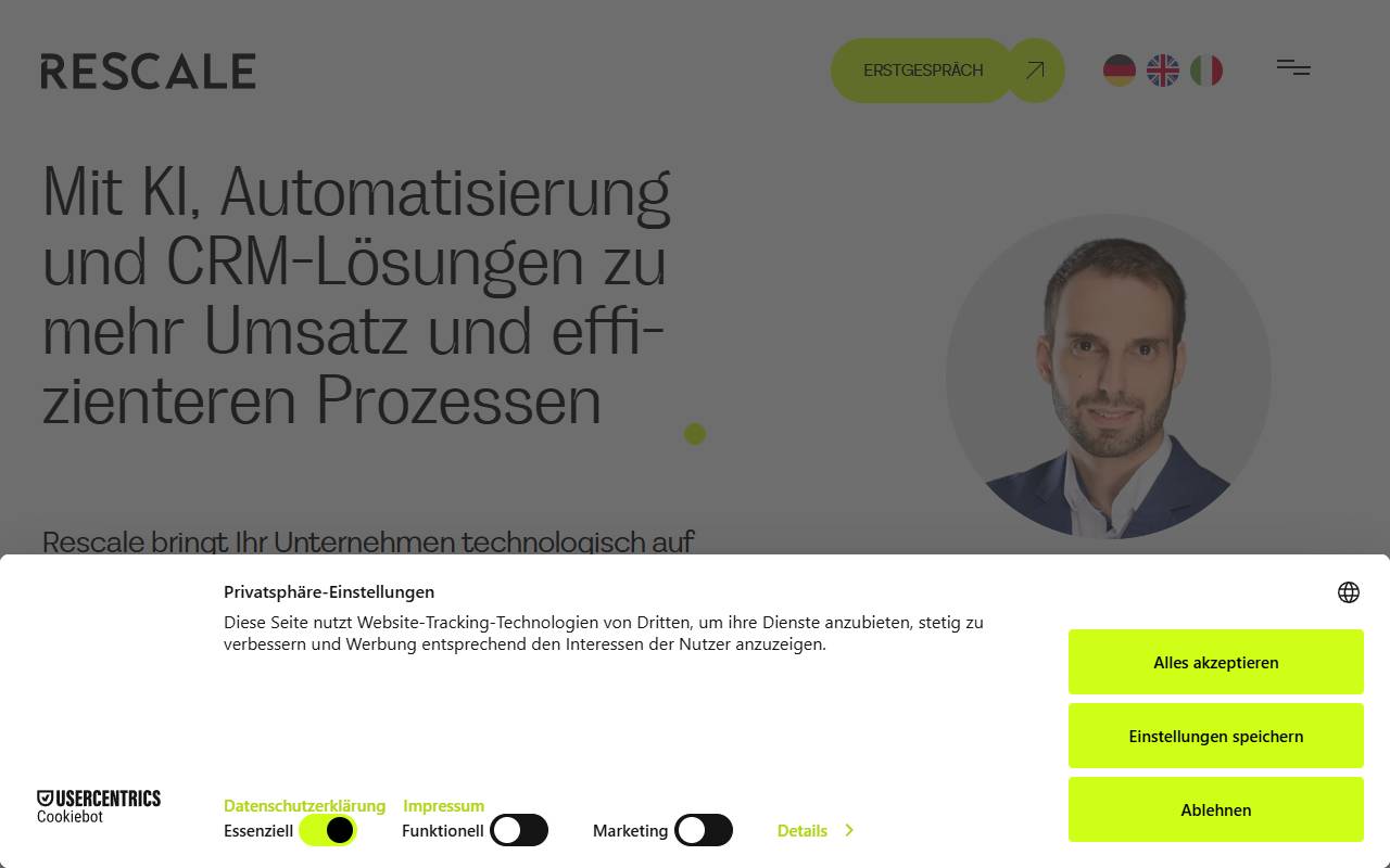 Anteprima del sito: Rescale Consulting GmbH