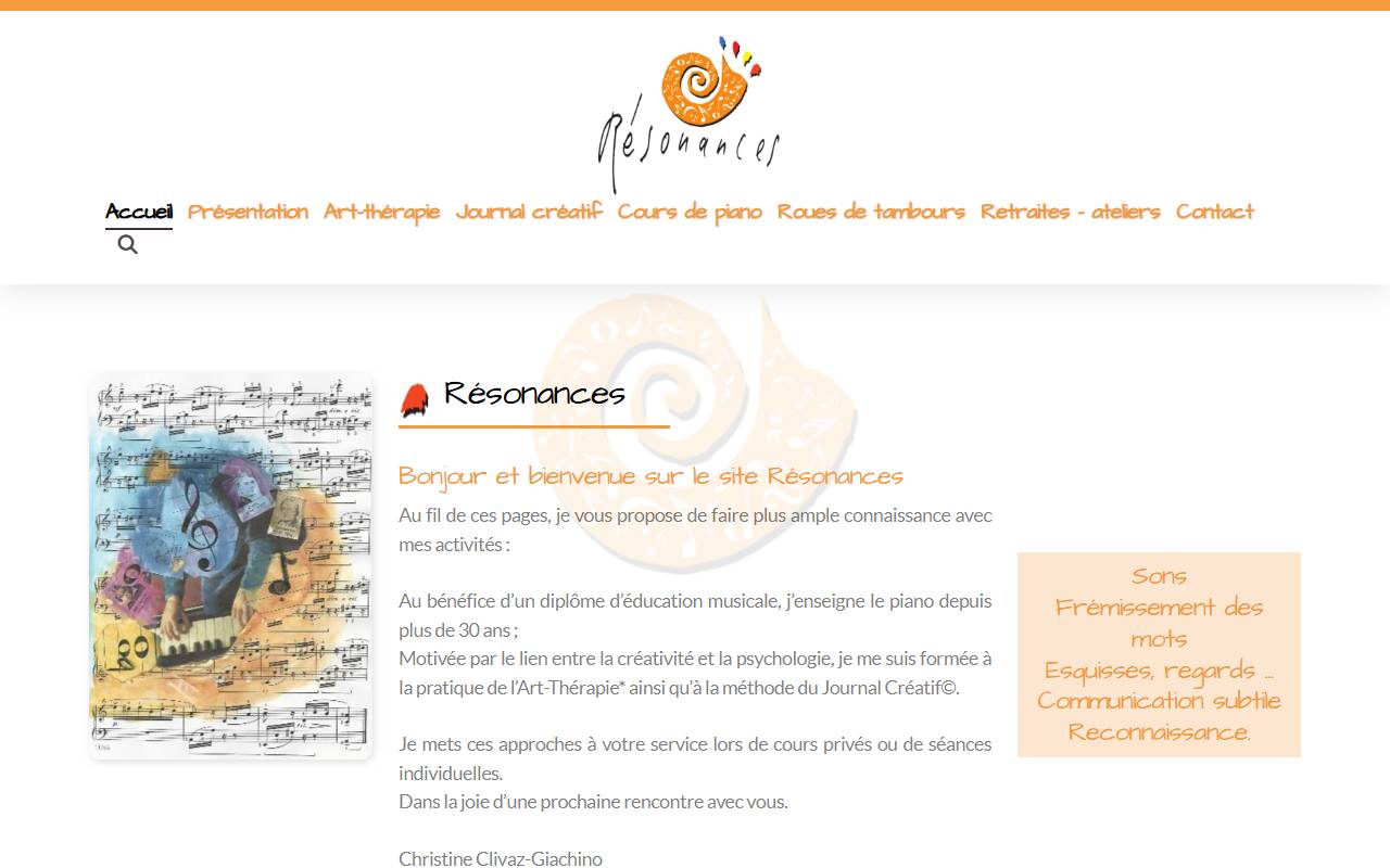 Anteprima del sito: Resonances Sagl