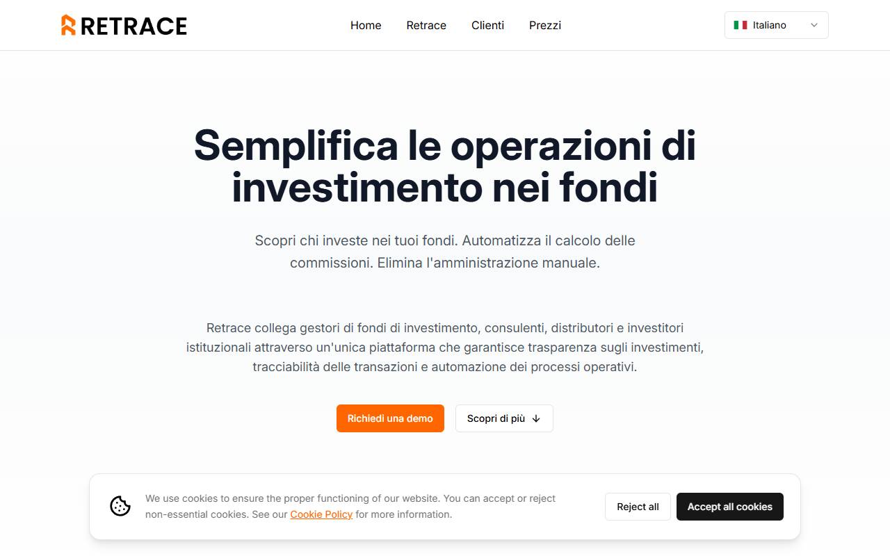 Anteprima del sito: Retrace Sagl