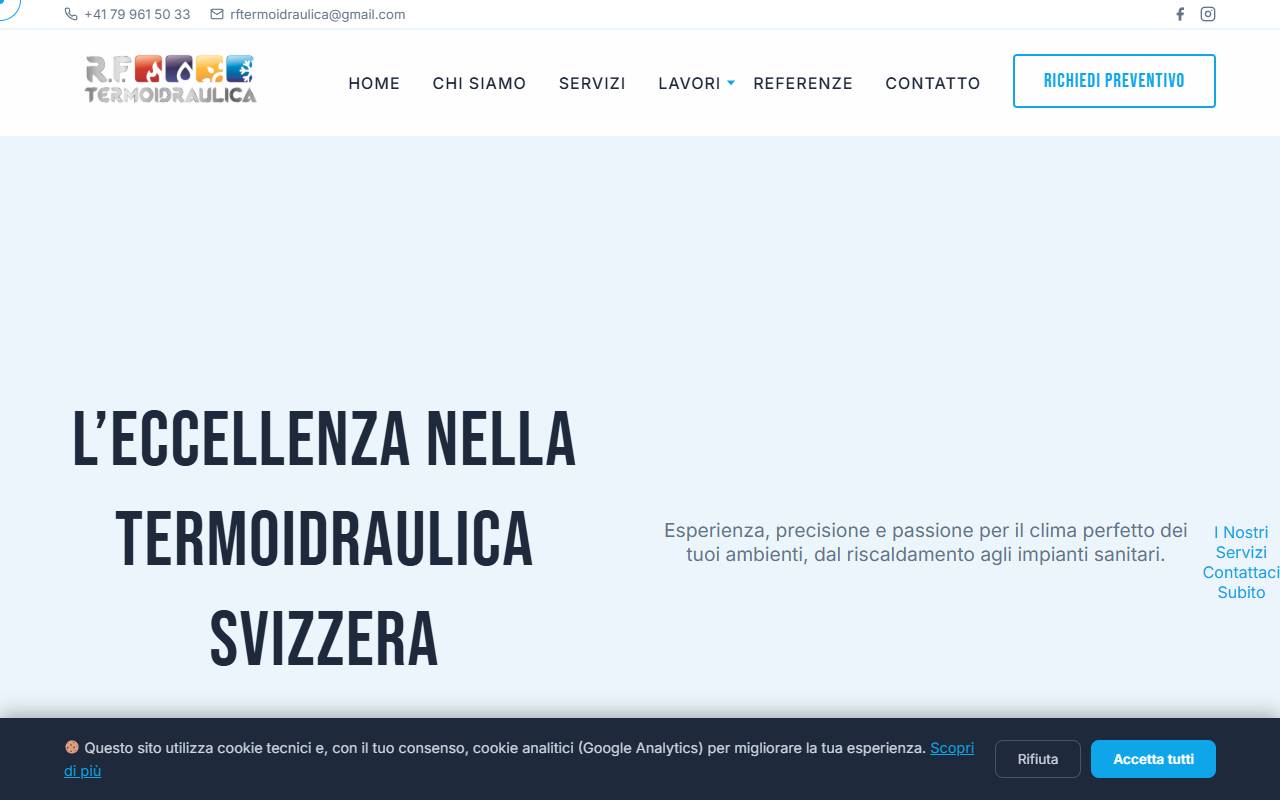 Anteprima del sito: R.F. TERMOIDRAULICA SAGL