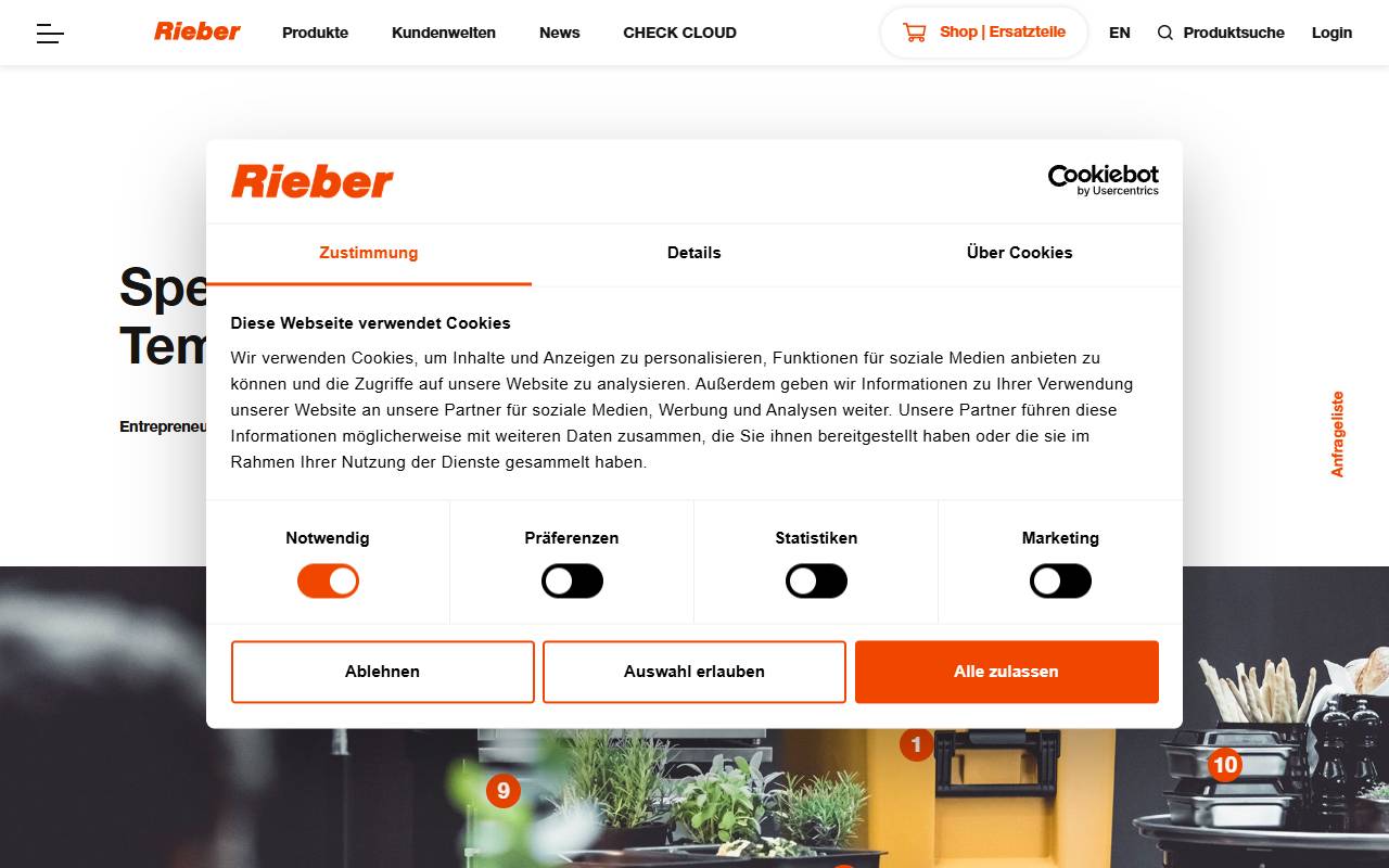 Anteprima del sito: Rieber GmbH