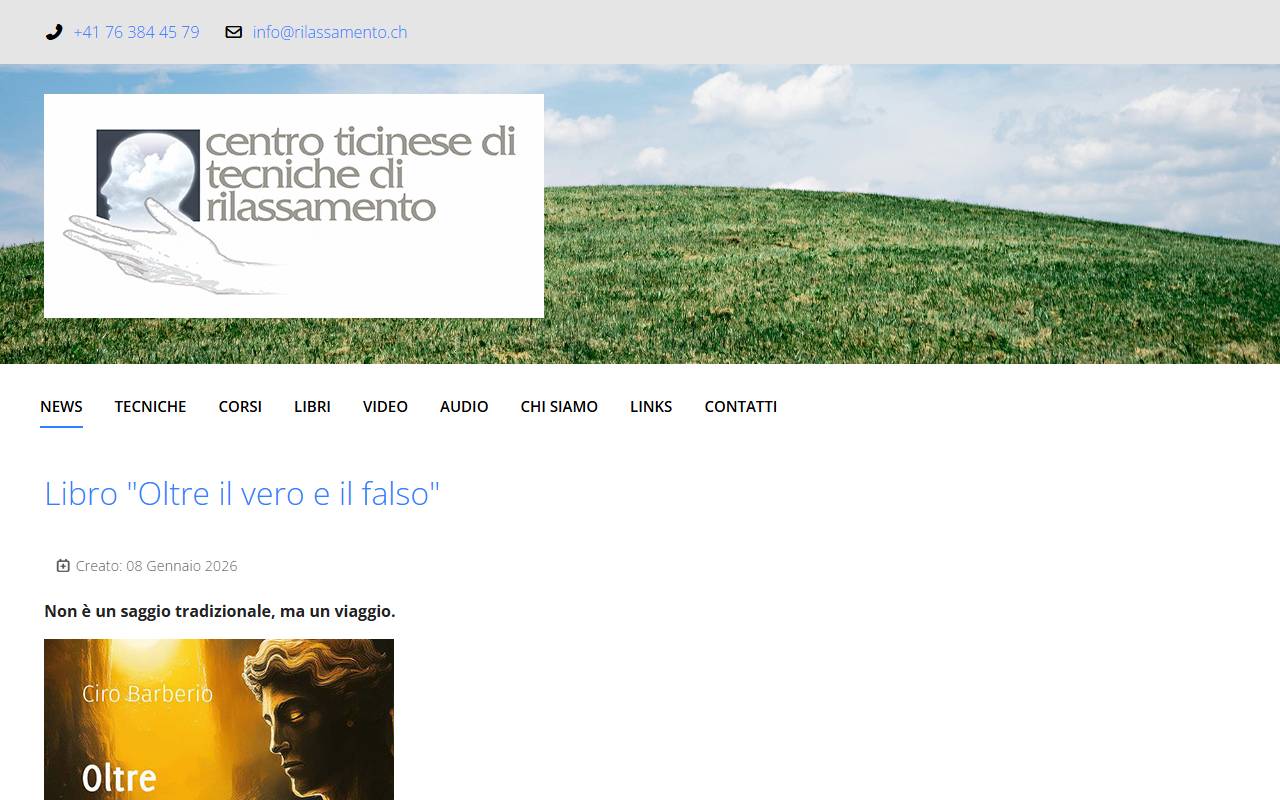 Anteprima del sito: CENTRO TICINESE DI TECNICHE DI RILASSAMENTO DI DR. CIRO BARBERIO PH.D.