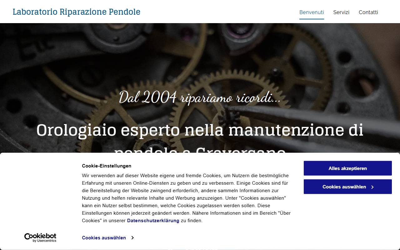 Anteprima del sito: Laboratorio Riparazione Pendole di Juri Rotta