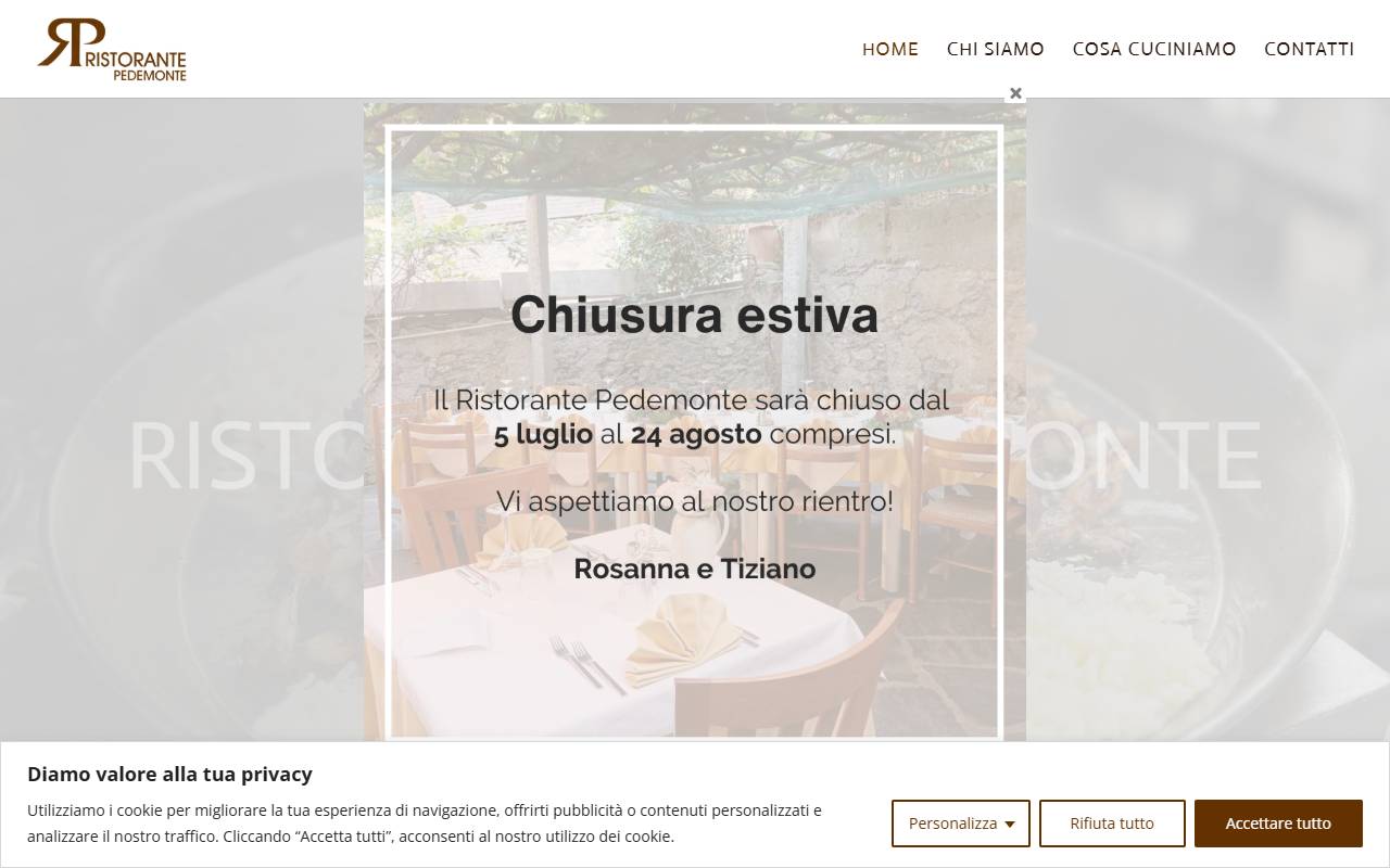 Anteprima del sito: Ristorante Pedemonte Sagl