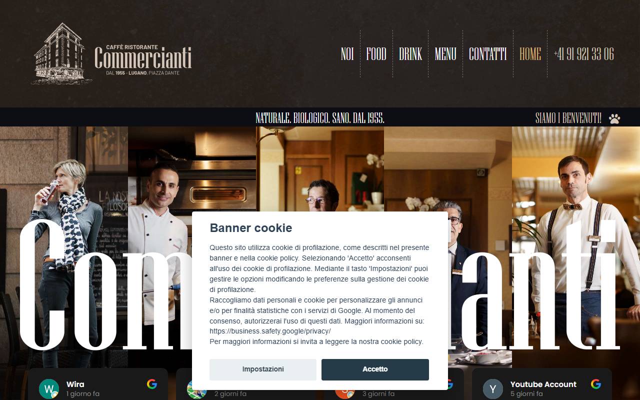 Anteprima del sito: CAFFE' - RISTORANTE DEI COMMERCIANTI SA