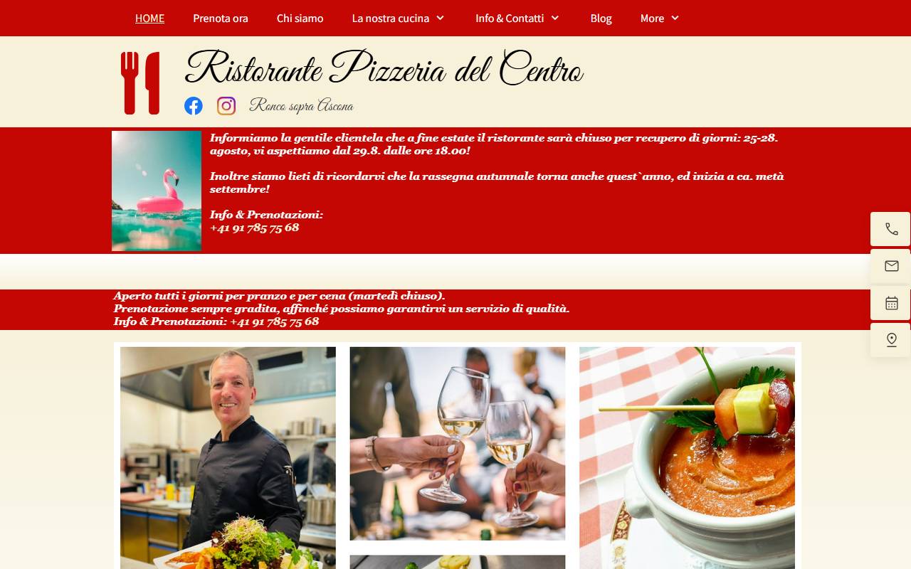 Anteprima del sito: Ristorante Pizzeria del Centro - Vieira Freitas Manuel Jose