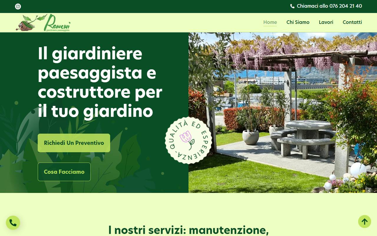 Anteprima del sito: Ronchi giardiniere paesaggista
