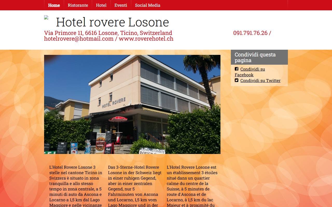Anteprima del sito: Albergo Rovere di Susi e Aldo Biddau