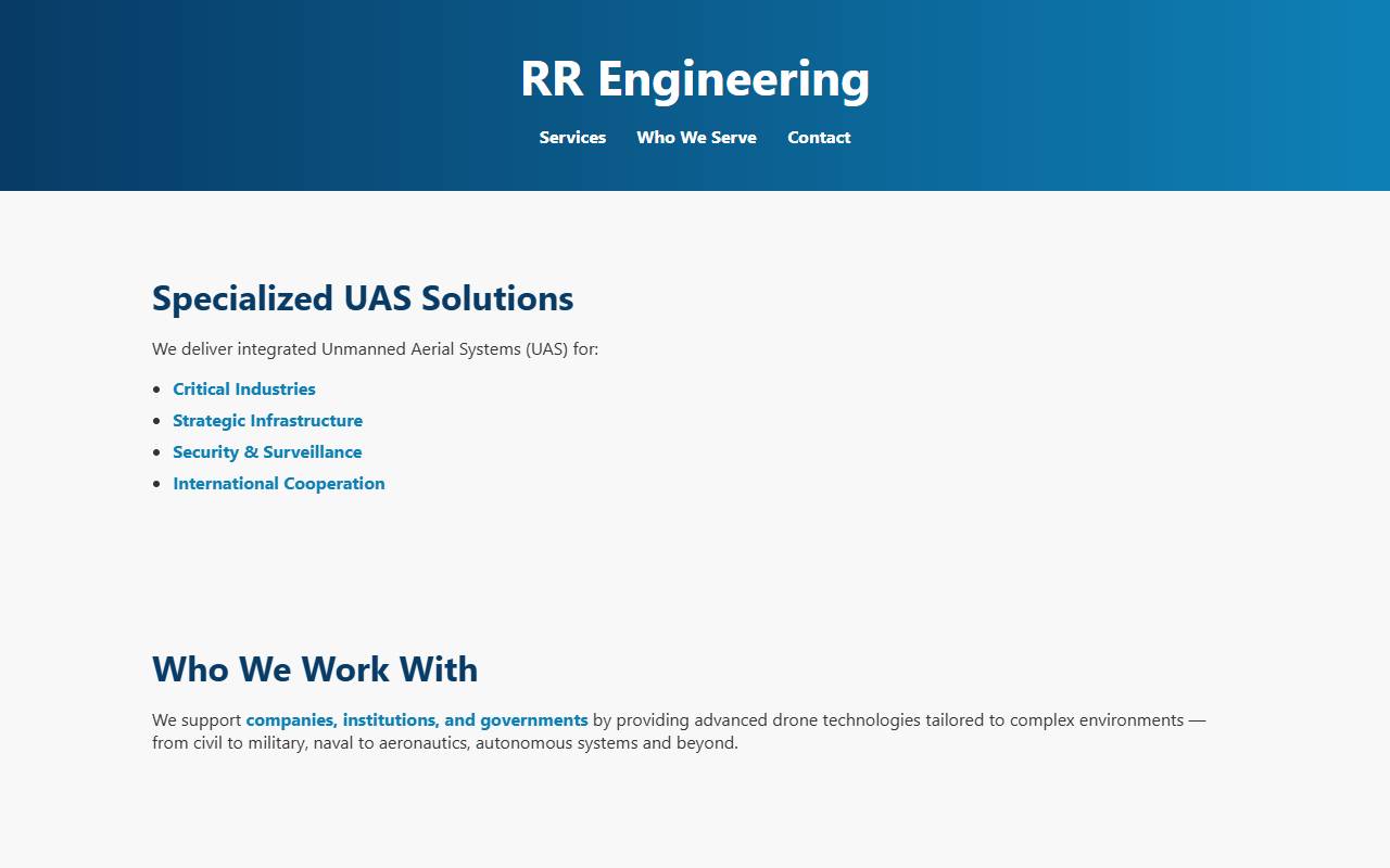 Anteprima del sito: RR Engineering SA