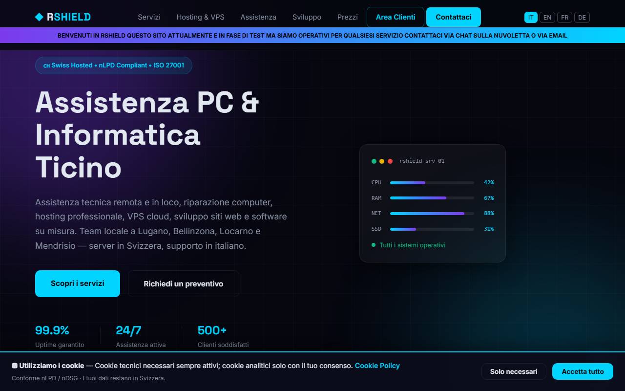 Anteprima del sito: Rshield-Hosting di Rosati Stefania