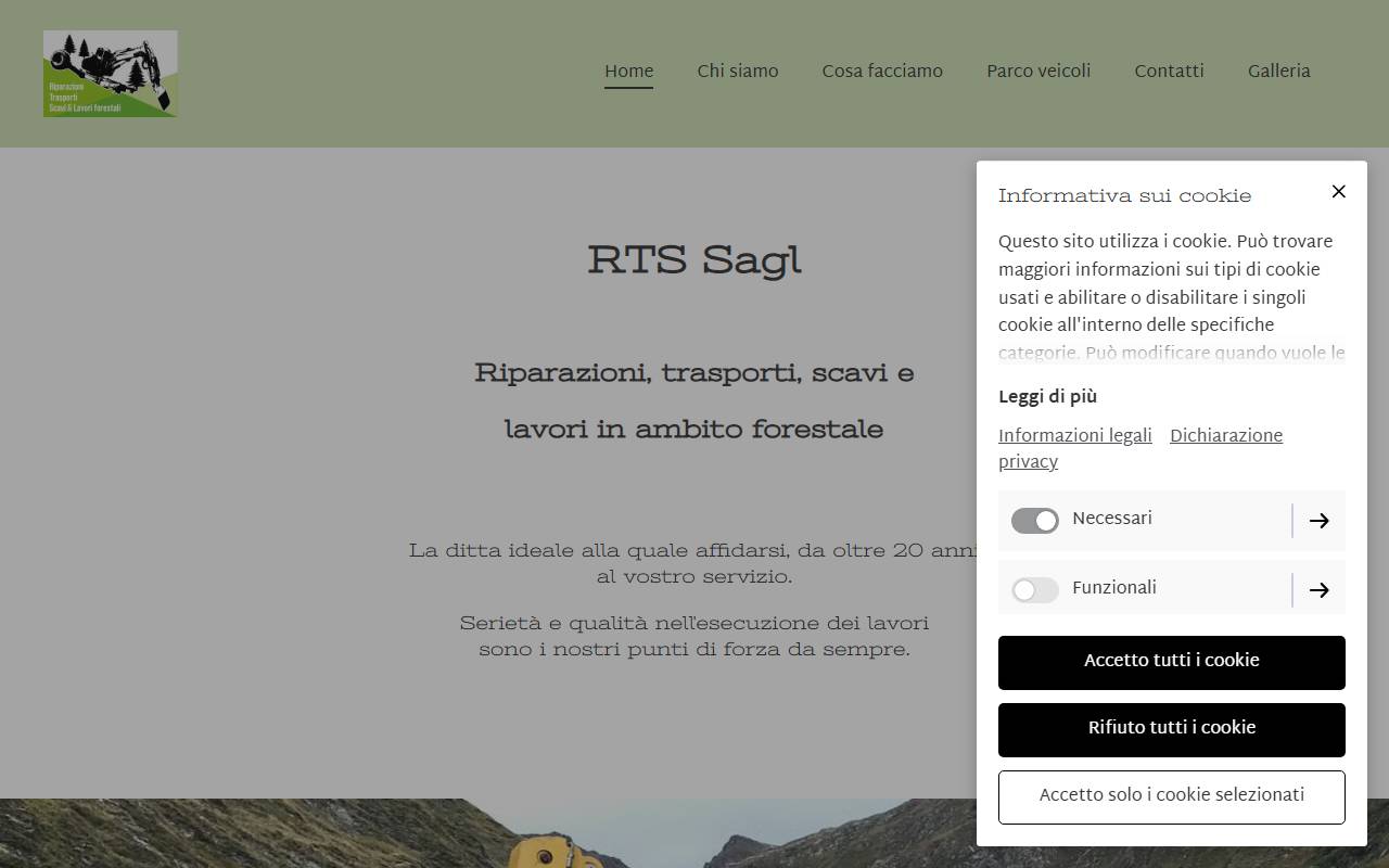 Anteprima del sito: RTS riparazioni-trasporti-scavi Sagl
