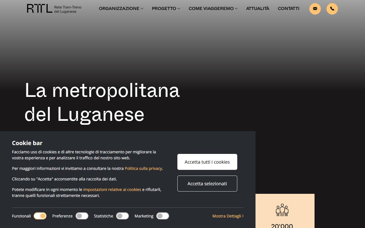 Anteprima del sito: Rete Tram-treno del Luganese SA (RTTL)
