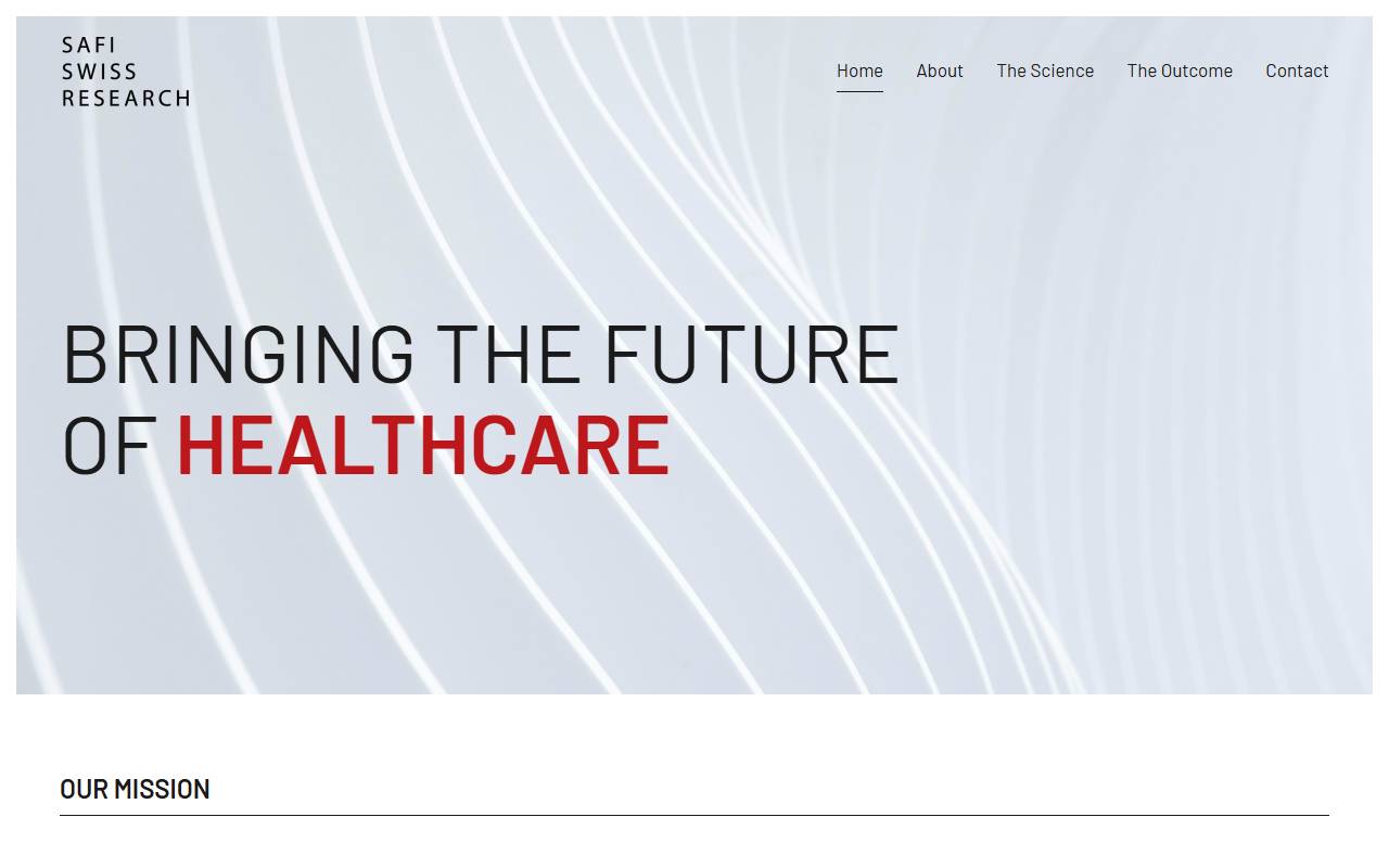 Anteprima del sito: Safi Swiss Research SAGL