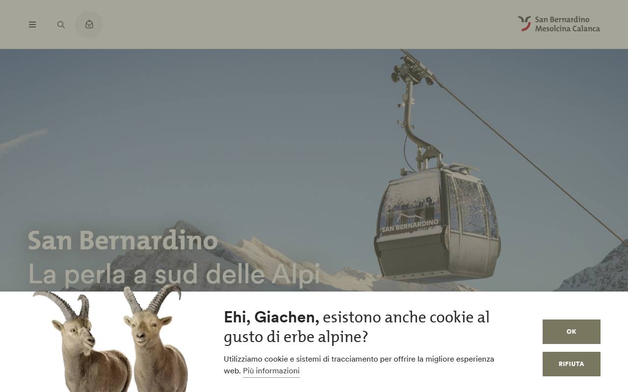 Anteprima del sito: San Bernardino Mountain Leisure SA, Succursale di Manno