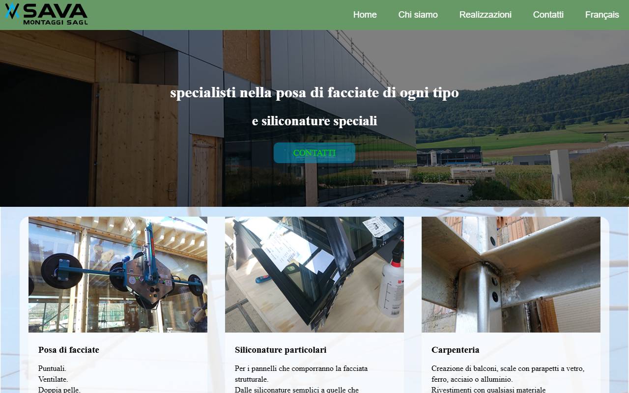 Anteprima del sito: SAVA Montaggi Sagl