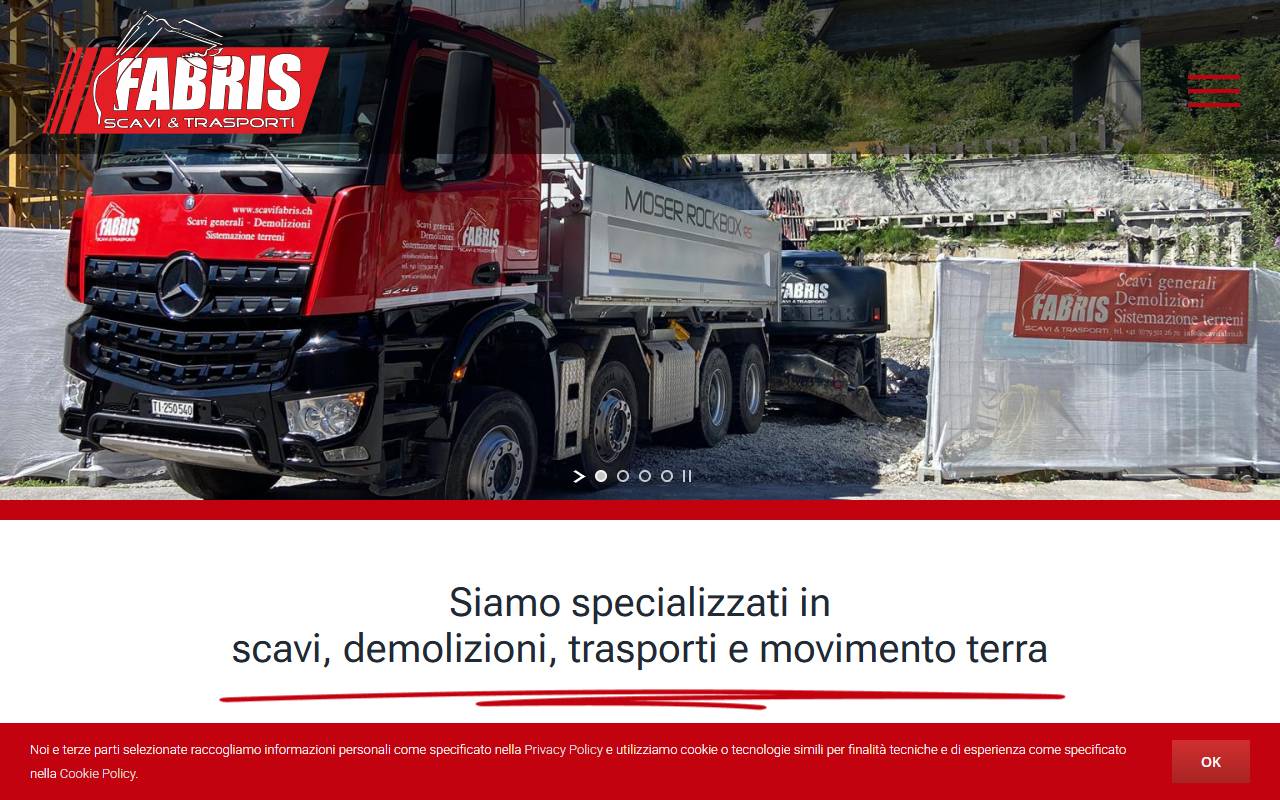Anteprima del sito: FABRIS Scavi e Trasporti SA