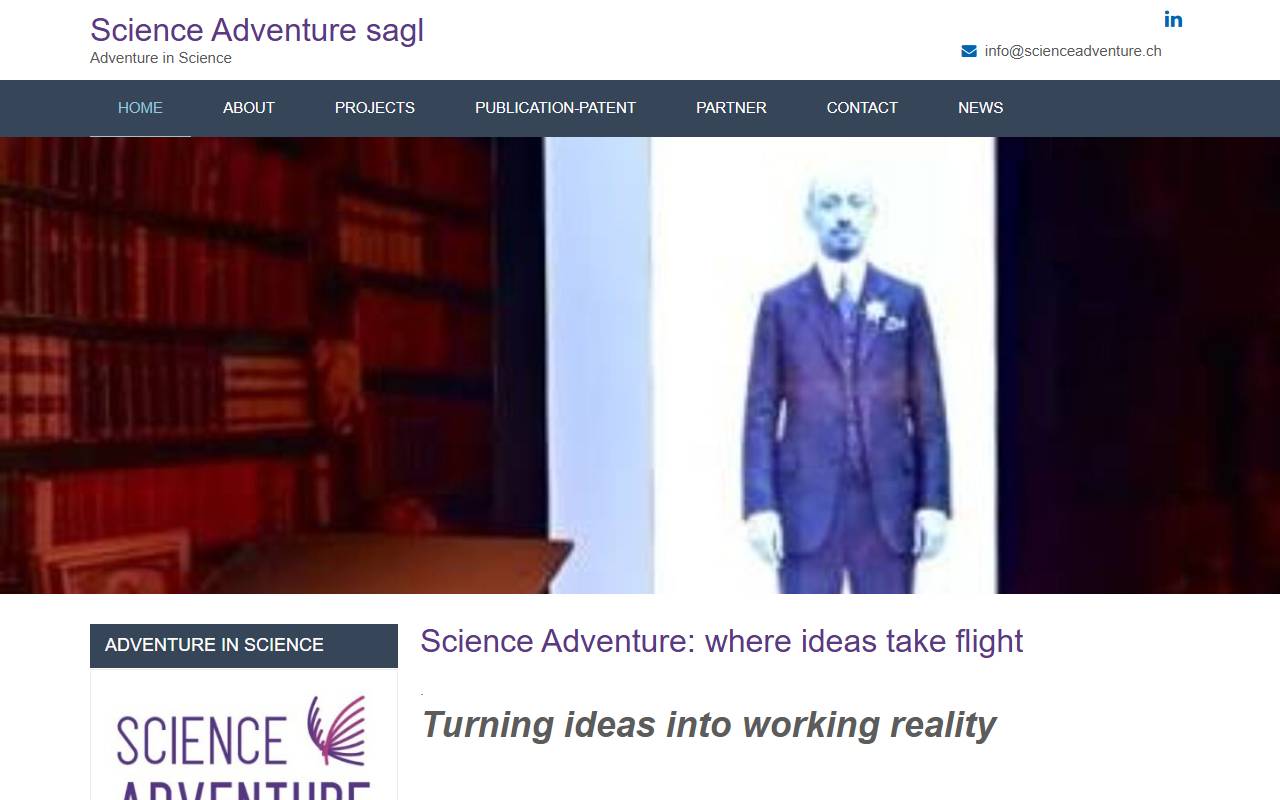 Anteprima del sito: SCIENCE ADVENTURE SAGL