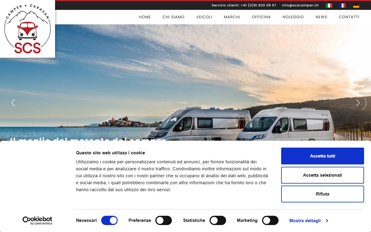 Anteprima del sito: SCS Camper Caravan Sagl