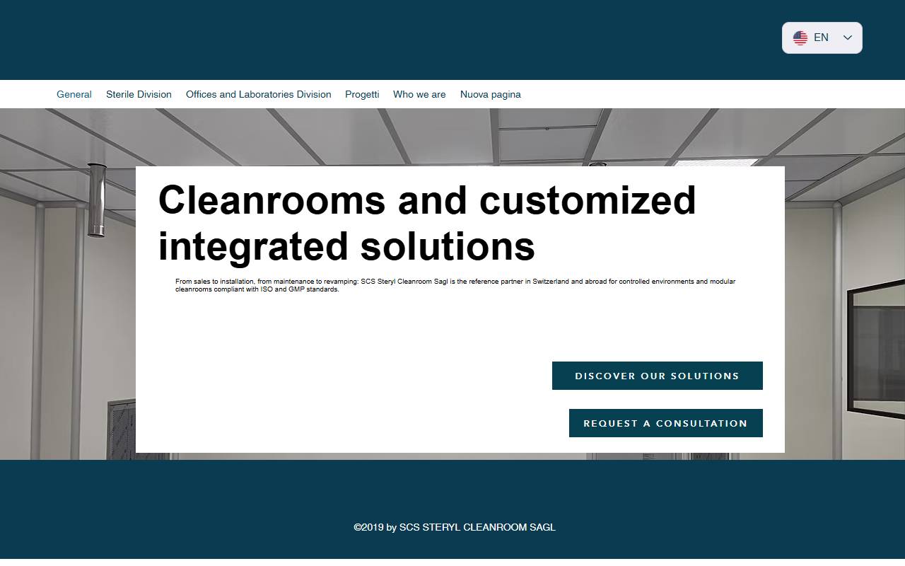 Anteprima del sito: SCS Steryl Cleanroom Sagl