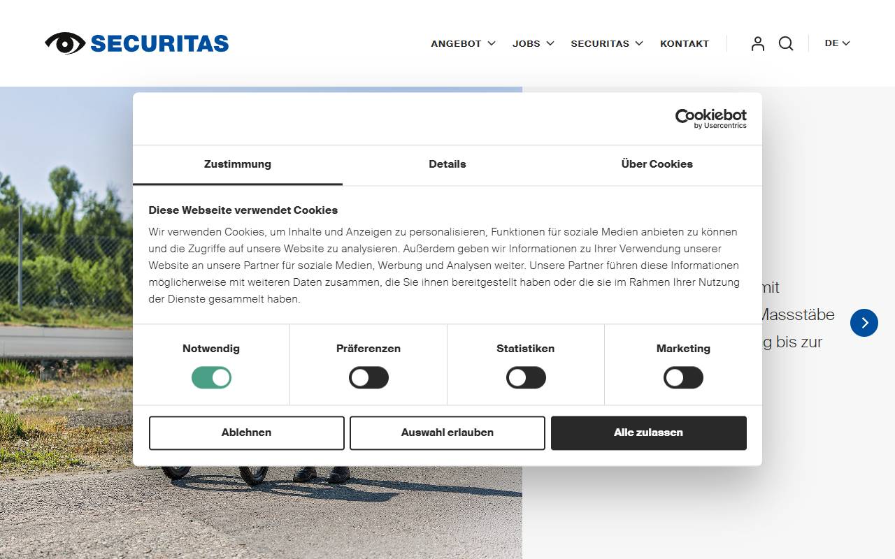 Anteprima del sito: Securitas AG Schweizerische Bewachungsgesellschaft