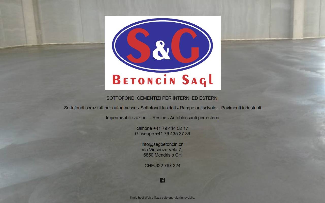 Anteprima del sito: S&G Betoncin Sagl