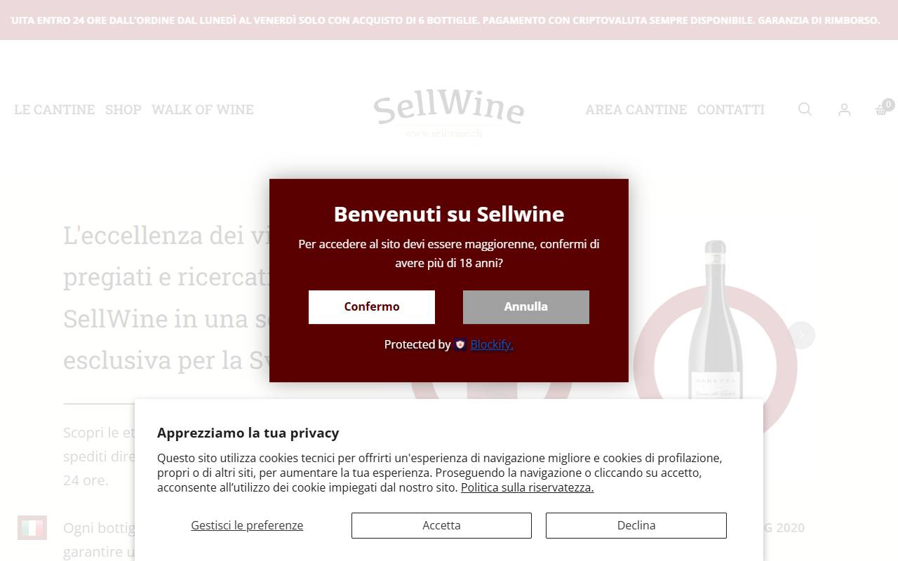 Anteprima del sito: SellWine Sagl