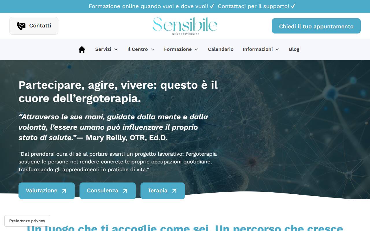 Anteprima del sito: Sensibile Sagl
