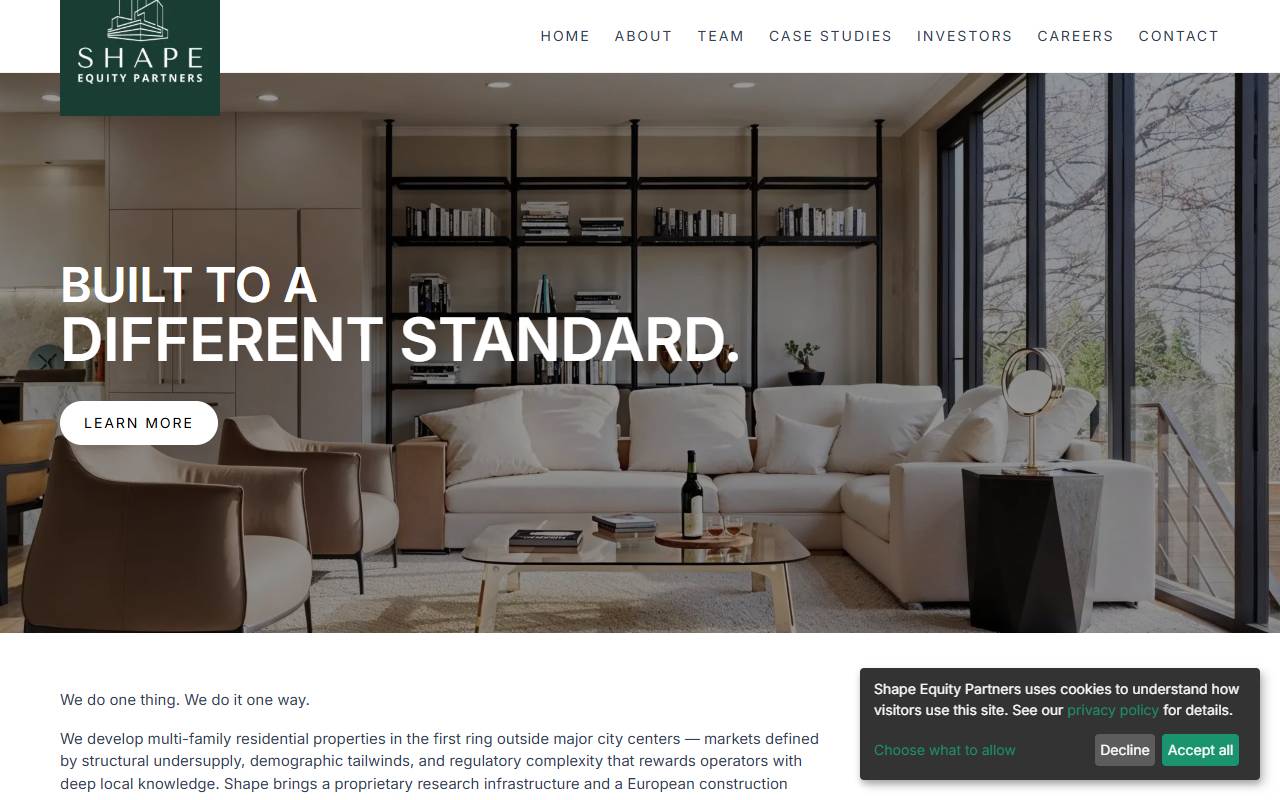 Anteprima del sito: SHAPE EQUITY PARTNERS LLC, New Jersey, Lugano Branch