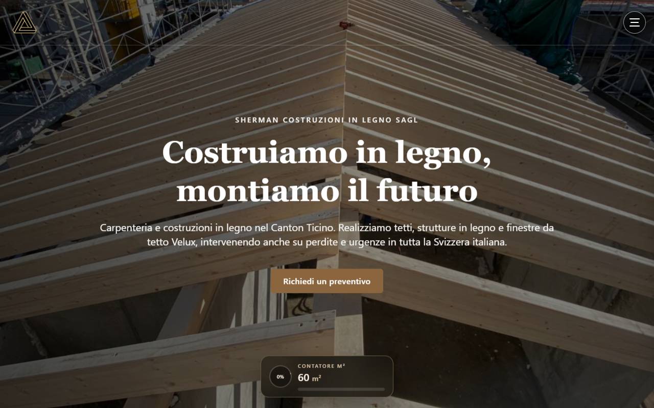 Anteprima del sito: Sherman costruzioni in legno Sagl