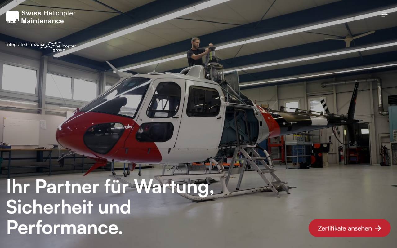 Anteprima del sito: SHM SWISS HELICOPTER MAINTENANCE AG, Zweigniederlassung Gordola