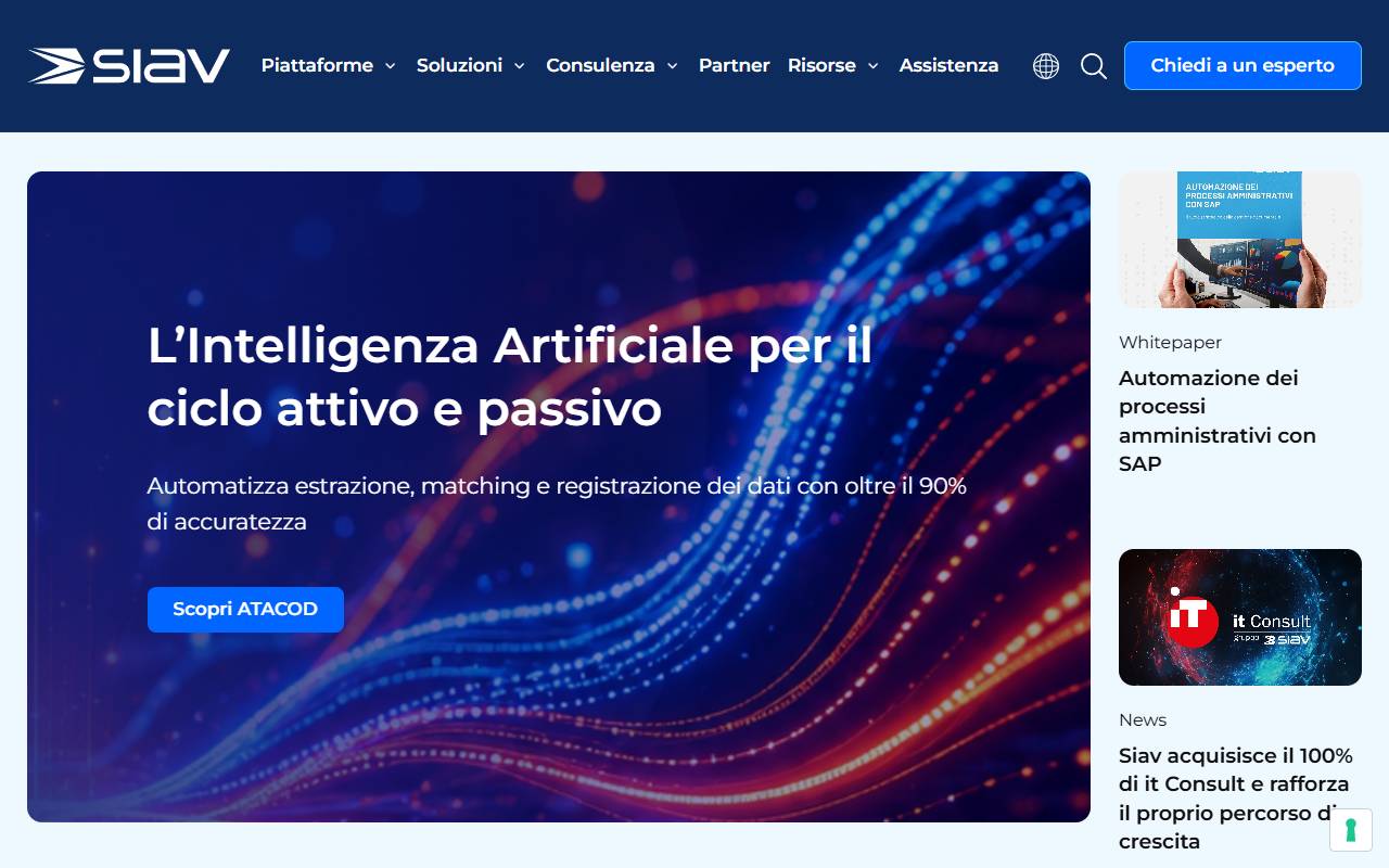 Anteprima del sito: SIAV S.P.A., Rubano, succursale di Manno
