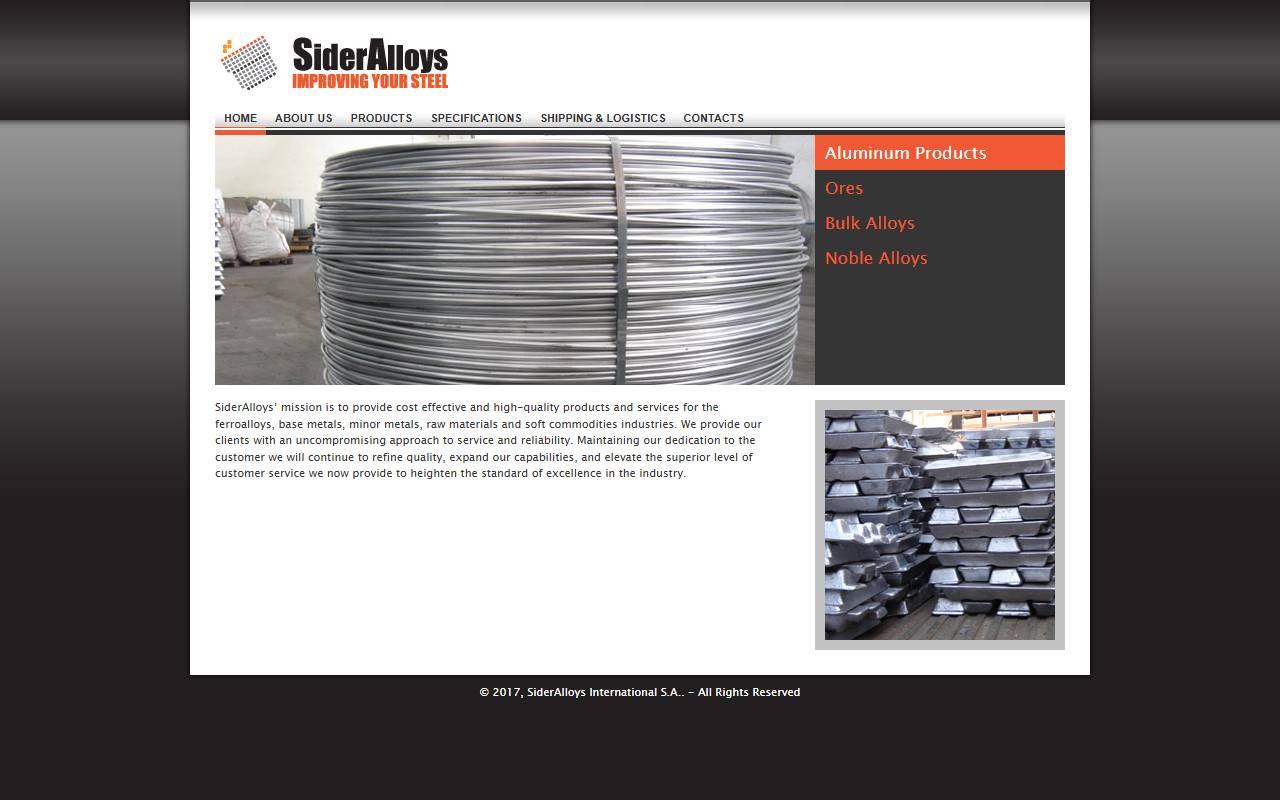 Anteprima del sito: SIDERALLOYS SA