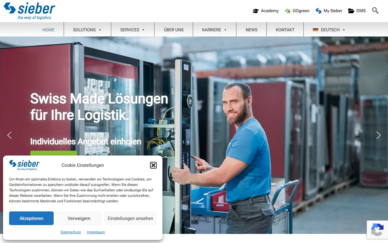 Anteprima del sito: Sieber Logistics AG