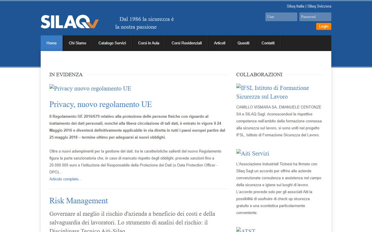 Anteprima del sito: SILAQ SAGL