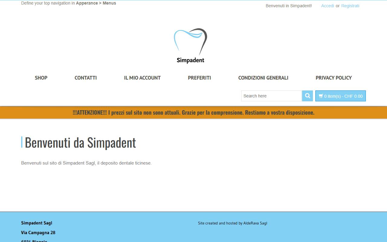 Anteprima del sito: SIMPADENT SAGL