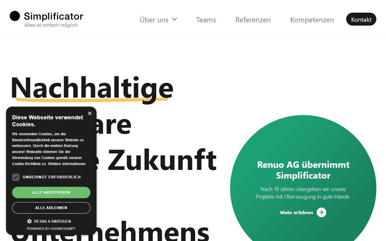 Anteprima del sito: Simplificator AG