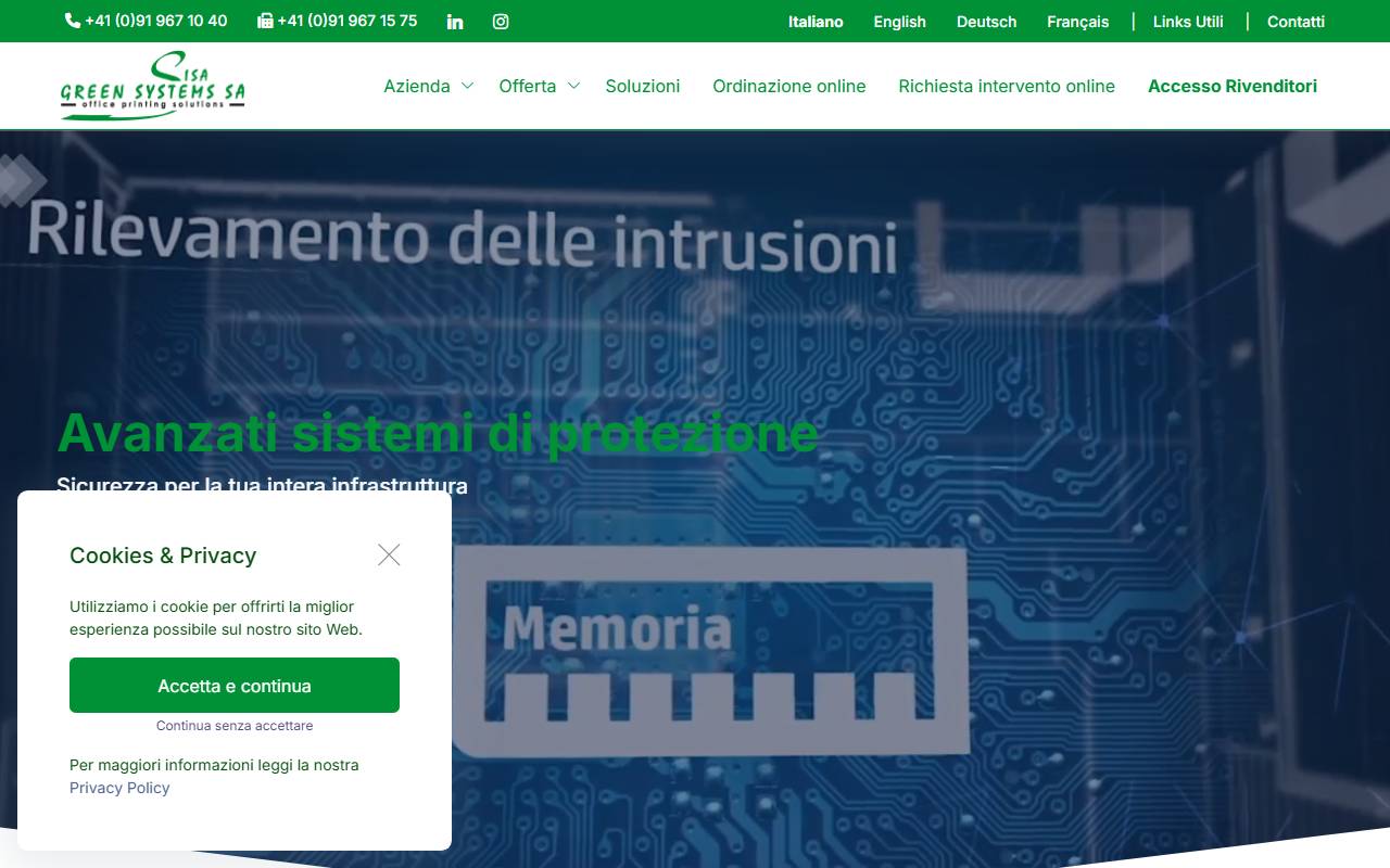 Anteprima del sito: Sisa Green Systems SA